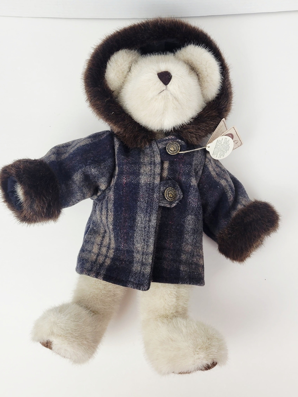 Boyds Bears TJs Best Dressed Corey Allen Bearsmoore Plush~Plaid Fur Coat~14"